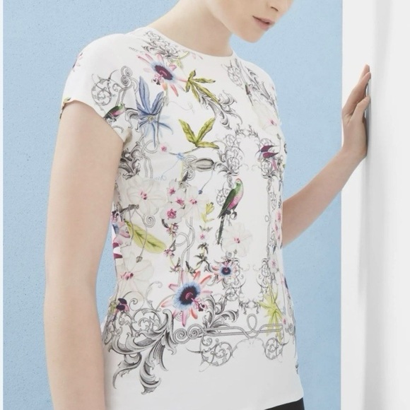 Ted Baker White Top with Colorful Floral Design - Picture 2 of 12